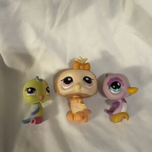 Littlest Pet Shop LPS Bird Trio #505 Hummingbird, 602 Parakeet, 431 Owl Set Of 3